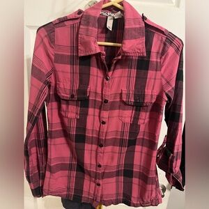 Element pink plaid cotton top S
